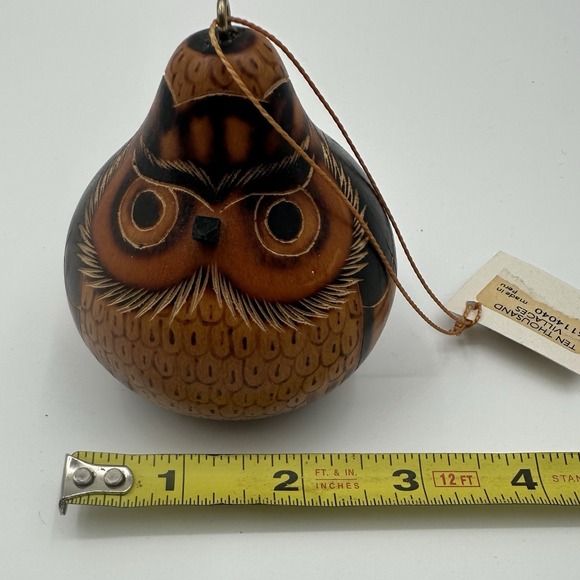 Peru Owl Gourd Ornament Hand Painted LUCMA - Picture 9 of 10